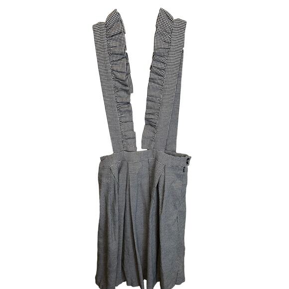 English Factory Black&White Checkered Pinafore Overall Twee Coquette Midi Dress - Picture 1 of 9